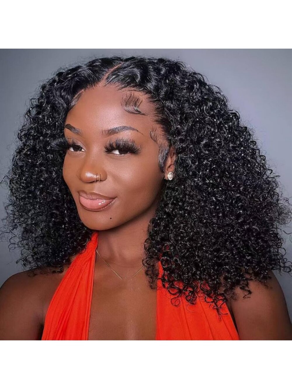 14-Inch Deep Wave Lace Front Bob Wig - Curly Human Hair, Wet & Wavy, 220%